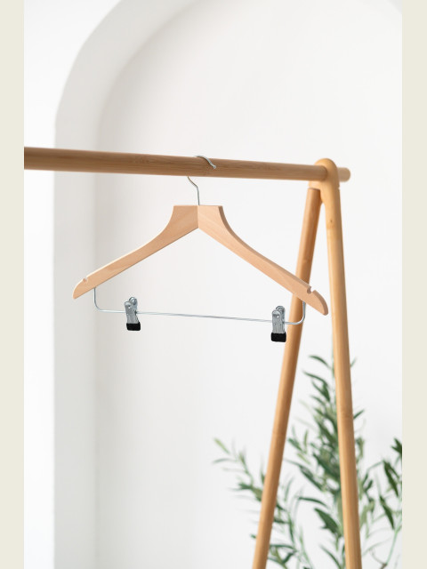 Luxusní dřevěné ramínko LUX-klips – na saka, kabáty, kalhoty i sukně (44 cm)